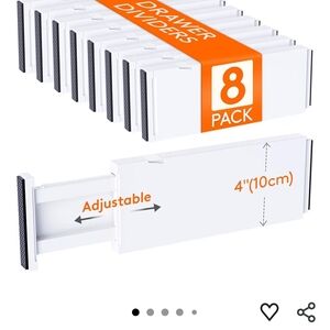 Adjustable White Drawer Dividers - 8 Pack